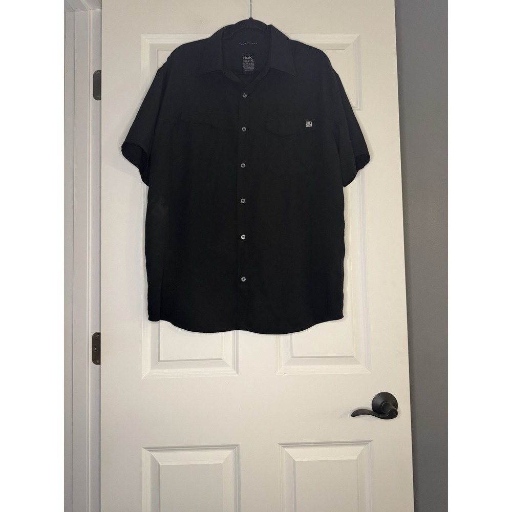 Huk Tide Point Short Sleeve Button Up Xl Black